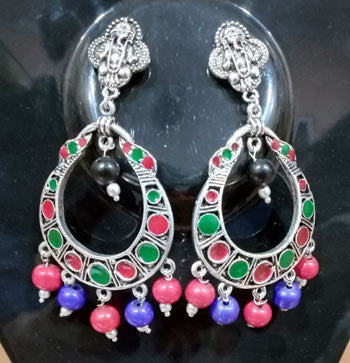 Afghan earring, Silver oxidized plated, Sold By Per Pair