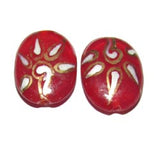 Size 24x17x7mm ,Handmade Ethnic Indian trade hand brushed painted beads. fast beads, Sold by Per pair