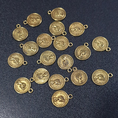50 Pcs Pack, Coin Bead charm Pendants for Jewelry Maing in Size approx 15x12mm