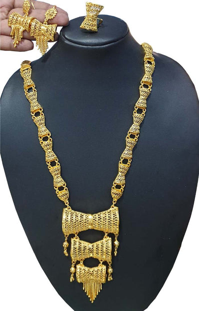 32 Inchs Long High Quality Durable Long lasting Micron Plating Jewelry Necklace Set with Earring and Ring