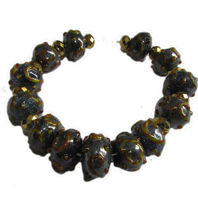 Black Glitter Handmade Lampworked Bead Set Sold Per set, Size about 12-16mm length 14~ 18 Centimeter