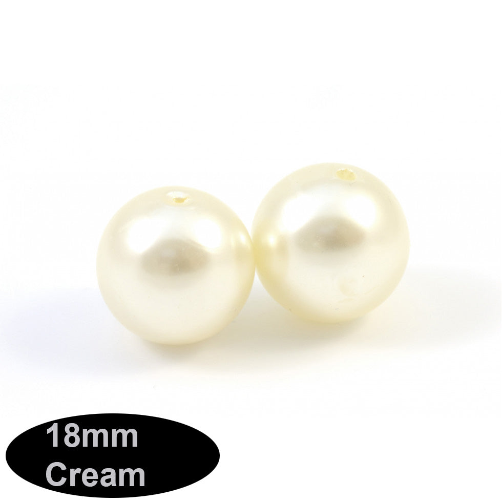 18 mm Cream Color High Quality Acrylic Pearl flux Beads for Jewelry and Craft,sold by 50 gram Pack,about 18 Beads For Bulk quantity order Get special Rate