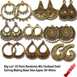 25 Pairs Oxidized Gold Earring Making Base ( Images is Just reference) Random Pieces Will be Given which may Vary from Photo