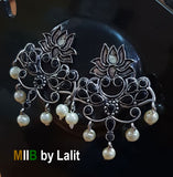 Artistic Handmade Designer Earrings ,Oxidized and stone inlay, Sold Per Pair