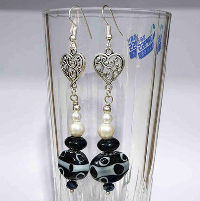 Dainty Geisha Lamp Work Glass Bead Earrings -  India