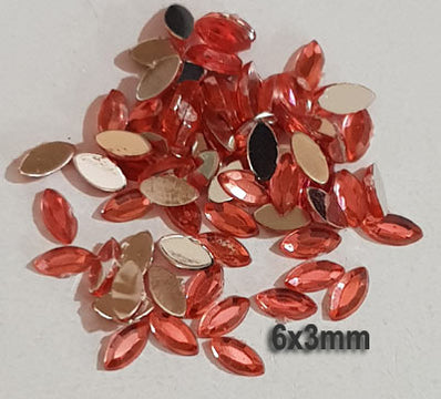 500 Pcs Boat Shape Acrylic Rhinestones Flat Back Approx size shown on images