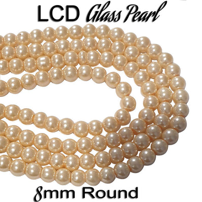 8 mm; High Quality triple coated Glass Pearl beads LCD for Jewelry making Sold Per Strand about 30~32 Inches approx beads 106~109