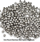 1000 Pcs Pack 3mm, Round Ball Metal Spacer Beads Best for jewellery Making