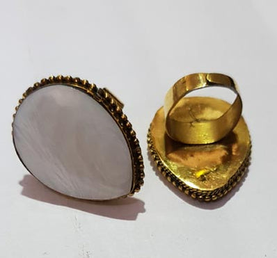 Metal Ring with Paua Shell Stone