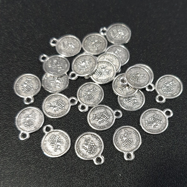 10 Pcs Pack, Coin Bead charm Pendants for Jewelry Maing in Size approx 14x11mm