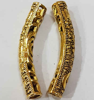 Tibetan Metal Arch Pipe and Pipe beads, make beautiful jewellery Sold By 2 Pcs Pack, Sise: 47x7mm