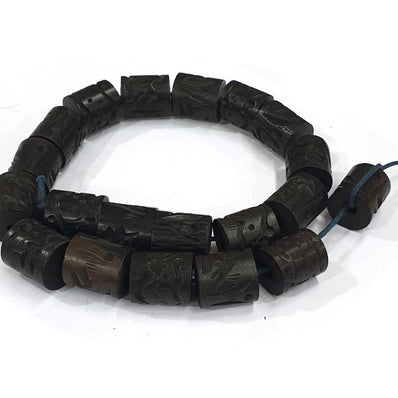 15x16mm abut ABOUT 20 BEADS Real Ebony Black Wood Beads