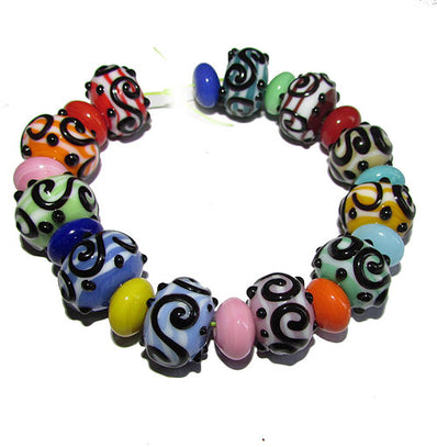 Handmade Lampworked Bead Set Sold Per set, Size about 12-16mm length 14~ 18 Centimeter