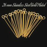 50 Grams Pack, Approx 000~000 Pcs in a Pack 26mm Small Size Stainless steel eye pin (Loop pin) in 23 Gauge wire for