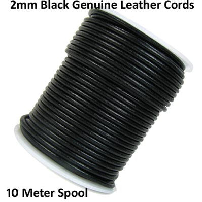 Genuine Square Braided Herringbone Leather Cord 4mm Black