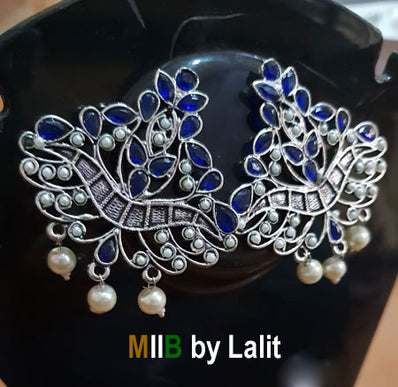 Artistic Handmade Designer Earrings ,Oxidized and stone inlay, Sold Per Pair