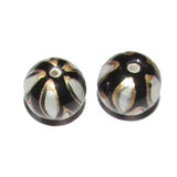 Size 11X12mm  ,Handmade Ethnic Indian trade hand brushed painted beads. fast beads, Sold by 10 Pcs Pkg.
