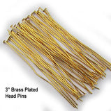 Brass Color, Head Pins, Size 3" Long, Sold Per Pack of 50 Grams, About 110 to 125 Pcs