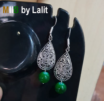 Artistic Handmade Designer Earrings ,Oxidized and stone inlay, Sold Per Pair