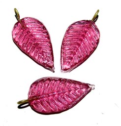 Glass Leaf Charms, Sold by 10/Pcs. Pkg.