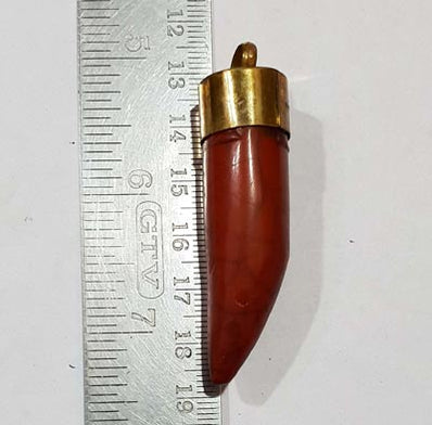 2 Pcs Pkg.  Red Tibetan Tusk Horn Tribal Ethnic Pendant