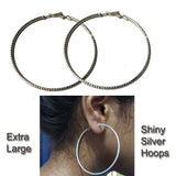 1 PAIR PACK Extra large Silver Plated large hoops Bali New Fashion trend Earring for women and girls
