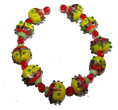 Handmade Lampworked Bead Set Sold Per set, Size about 12-16mm length 14~ 18 Centimeter