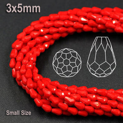 3x5mm Small crystal Drop Beads, about 98 Beads, 18" line