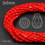 3x5mm Small crystal Drop Beads, about 98 Beads, 18" line