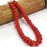 Graduation Red Opaque Tribal Glass Beads, 40 Beads in a Line, 3 Sizes beads as 8x12mm, 8x14mm, 9x18mm, Hole size about 3mm