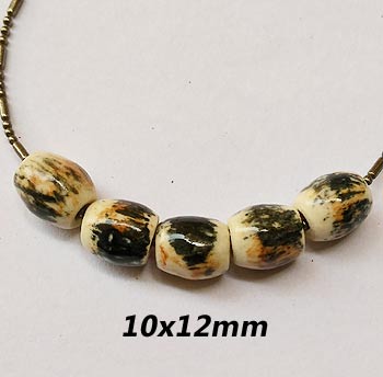 10x12mm Size handmade Ceramic Beads, Sold Per pack of 10 Pcs.