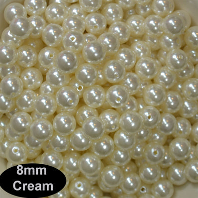 8 mm Cream Color High Quality Acrylic Pearl flux Beads for Jewelry and Craft,sold by 50 gram Pack,about 180-200 Beads For Bulk quantity order Get special Rate
