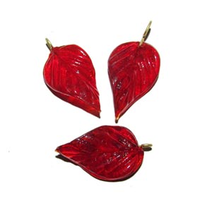 Glass Leaf Charms, Sold by 10/Pcs. Pkg.