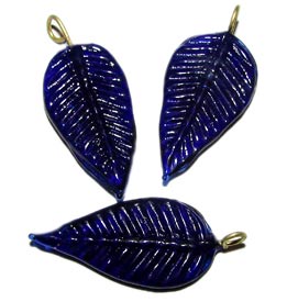Glass Leaf Charms, Sold by 10/Pcs. Pkg.