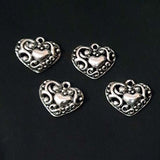 2 Pcs Pack approx size 19x21mm Small Oxidized Heart Charm Pendants for Jewelry Making