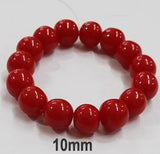 10 Pieces Pack' 10mm, Round, Resin Beads, Red Color
