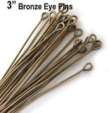 Eye Pins, 3" Long, 22 Gauge Wire, Sold Per 50 Gram Pack, About 120 Pcs to 130 Pcs