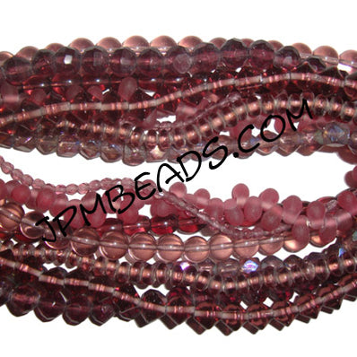 Assorted shapes 16 inch strand (5 line) crystal glass beads