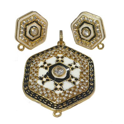 Approx 50mm Kundan and Meena Pendant Set High Quality Sold Per Set