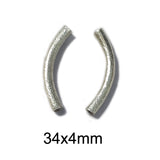 10 Pieces Pack, 34mm Long Metal Arch Pipe Handmade Silver Brushed Beads Jewelry making Findings