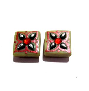 20X4mm, Glass Beads Hand Decorative, Rhinestone inlay, Indian Tranditional Beads Sold 4 PCS PACK,