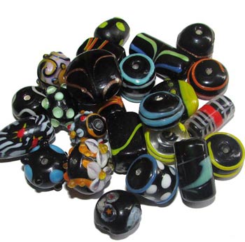 Super fancy Black decorative lampwork mixed beads, sold by Per Pkg. 250 Gram