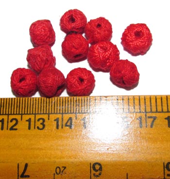 Handmade cotton thread beads, Average size 9 to 10mm, Sold by 20 pcs pkg.