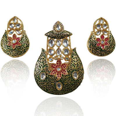 Large Size Kundan Pendant Set high quality Sold Per Set