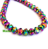 6mm Size, Roundelle (abacus) shape, Crystal glass beads, Priced Per Strand, Metallic Raibow