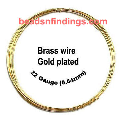 Sold Per Coil, Approx 80 to 100 Grams Wire in a Coil,  Wire thickness may slightly differ due to mechanical handwork  
Brass Metal Beading Wire, Brass Plated 22 gauge (0.64mm)