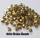 50 Beads Line, 4mm Hexagonal Faceted Dokra Solid Brass Beads,Tribal Jewellery Making Dokra Brass Beads