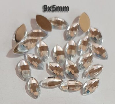 500 Pcs Boat Shape Acrylic Rhinestones Flat Back Approx size shown on images