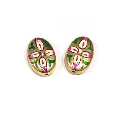 4 Pcs Pack High Qualtiy 16x24mm,  Metal Beads Gold Plated Fine Art Brussed Painted, kundan bead for jewellery making