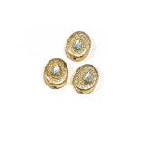 4 Pcs Pack High Qualtiy 14x12mm,  Metal Beads Gold Plated Fine Art Kundan Stone Inlay, kundan bead for jewellery making